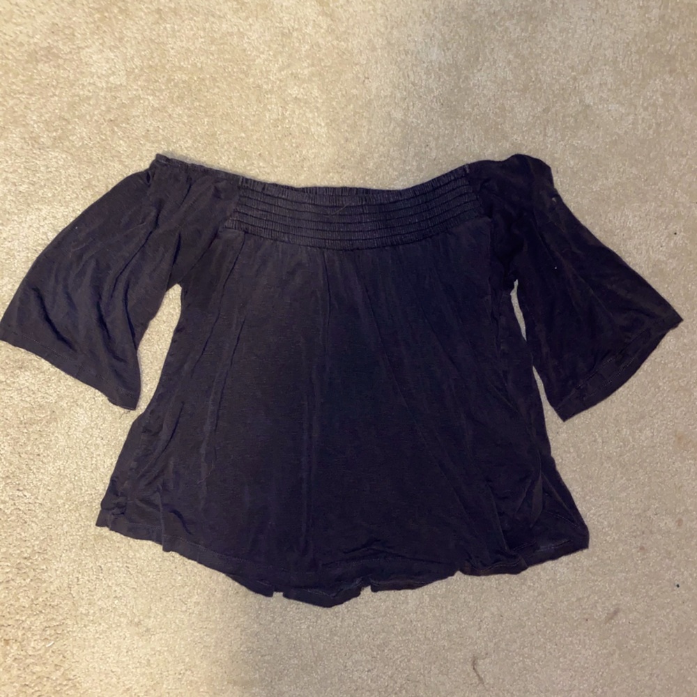 Charcoal Off the Shoulder Top 1/2 Sleeves
